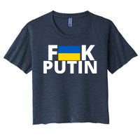 Fuck Putin Ukraine Flag Women's Crop Top Tee