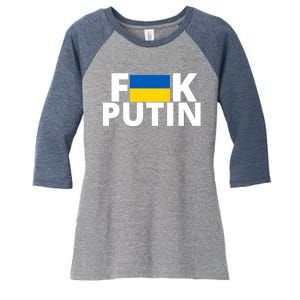 Fuck Putin Ukraine Flag Women's Tri-Blend 3/4-Sleeve Raglan Shirt