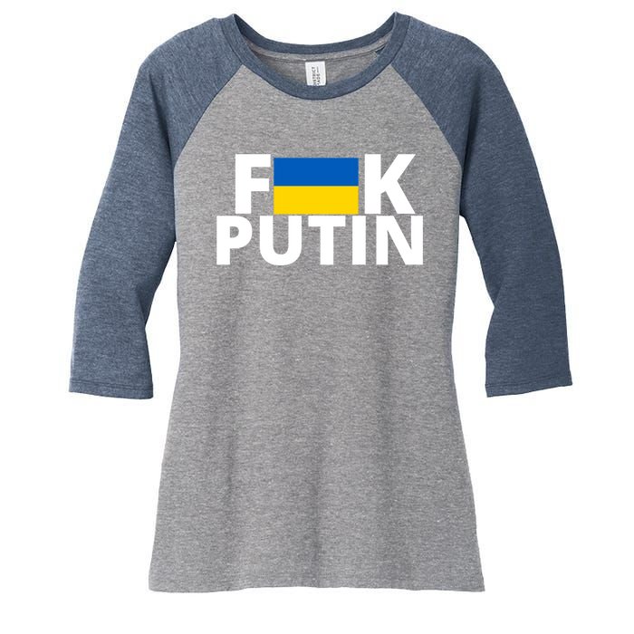 Fuck Putin Ukraine Flag Women's Tri-Blend 3/4-Sleeve Raglan Shirt