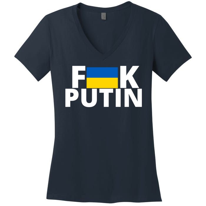 Fuck Putin Ukraine Flag Women's V-Neck T-Shirt