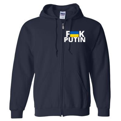 Fuck Putin Ukraine Flag Full Zip Hoodie