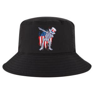 Funny Patriotic USA American Flag Dabbing Skeleton Cool Comfort Performance Bucket Hat