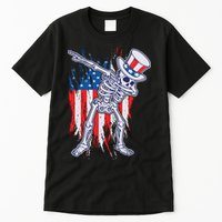 Funny Patriotic USA American Flag Dabbing Skeleton Tall T-Shirt