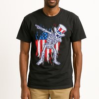 Funny Patriotic USA American Flag Dabbing Skeleton Tall T-Shirt
