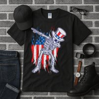 Funny Patriotic USA American Flag Dabbing Skeleton Tall T-Shirt