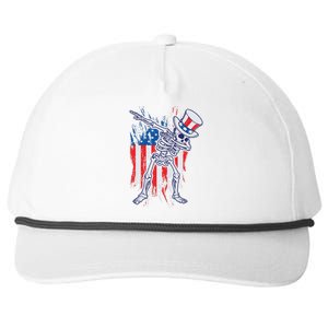 Funny Patriotic USA American Flag Dabbing Skeleton Snapback Five-Panel Rope Hat