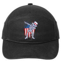 Funny Patriotic USA American Flag Dabbing Skeleton 7-Panel Snapback Hat
