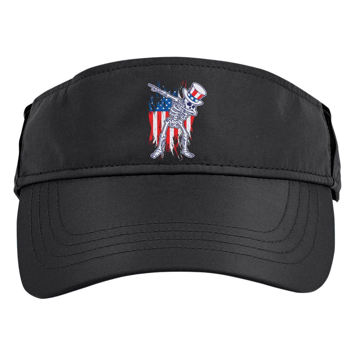 Funny Patriotic USA American Flag Dabbing Skeleton Adult Drive Performance Visor