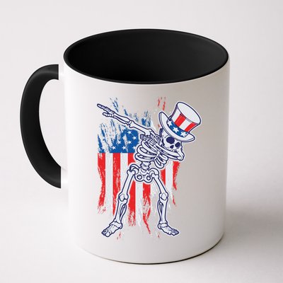 Funny Patriotic USA American Flag Dabbing Skeleton Mug