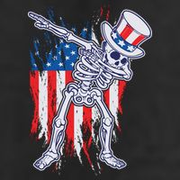 Funny Patriotic USA American Flag Dabbing Skeleton 15oz Campfire Ceramic Mug