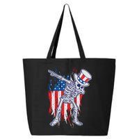 Funny Patriotic USA American Flag Dabbing Skeleton 25L Jumbo Tote
