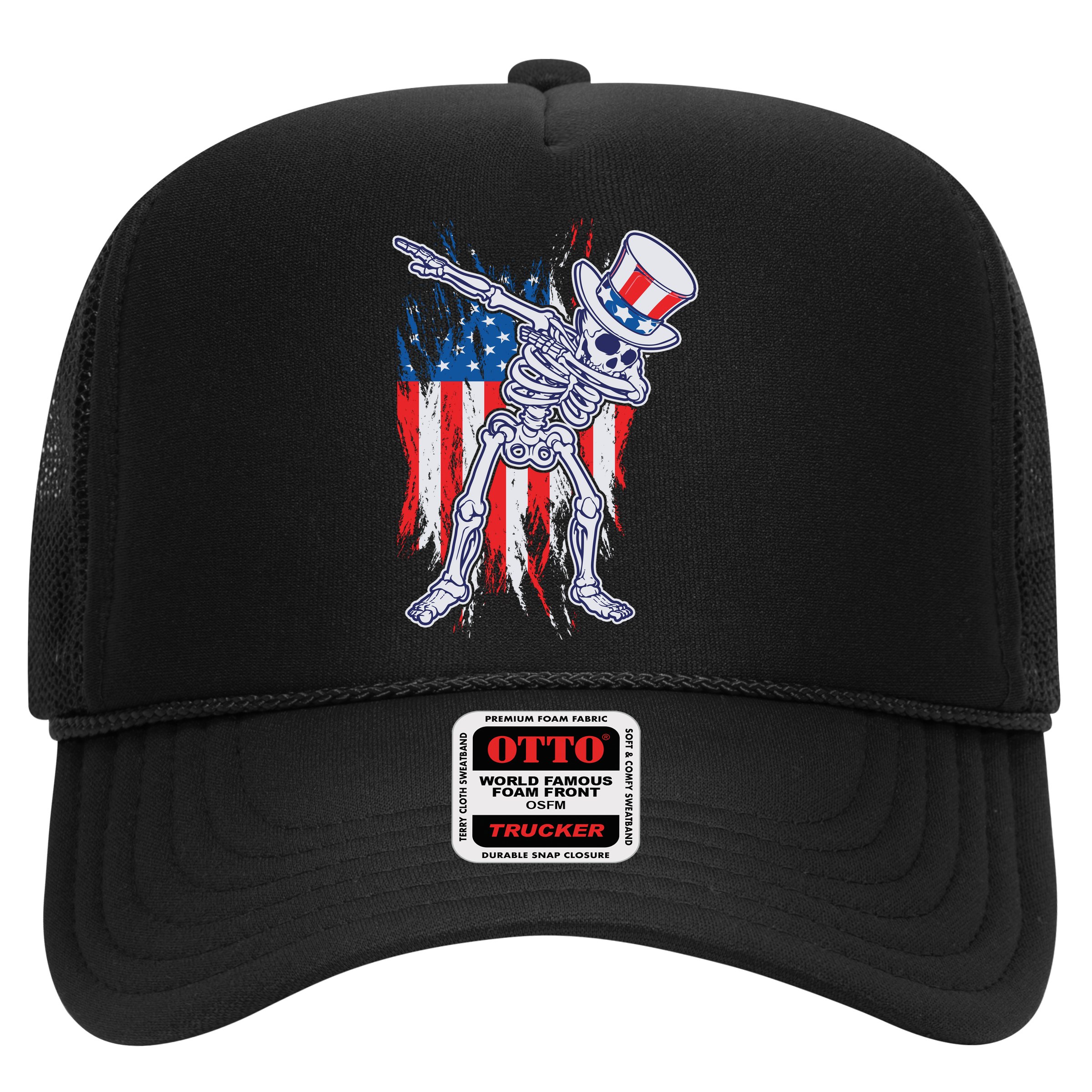 Funny Patriotic USA American Flag Dabbing Skeleton Hat