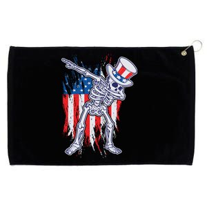 Funny Patriotic USA American Flag Dabbing Skeleton Grommeted Golf Towel