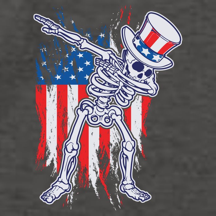 Funny Patriotic USA American Flag Dabbing Skeleton Vector Backpack