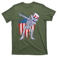 Funny Patriotic USA American Flag Dabbing Skeleton T-Shirt