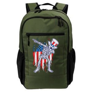 Funny Patriotic USA American Flag Dabbing Skeleton Daily Commute Backpack