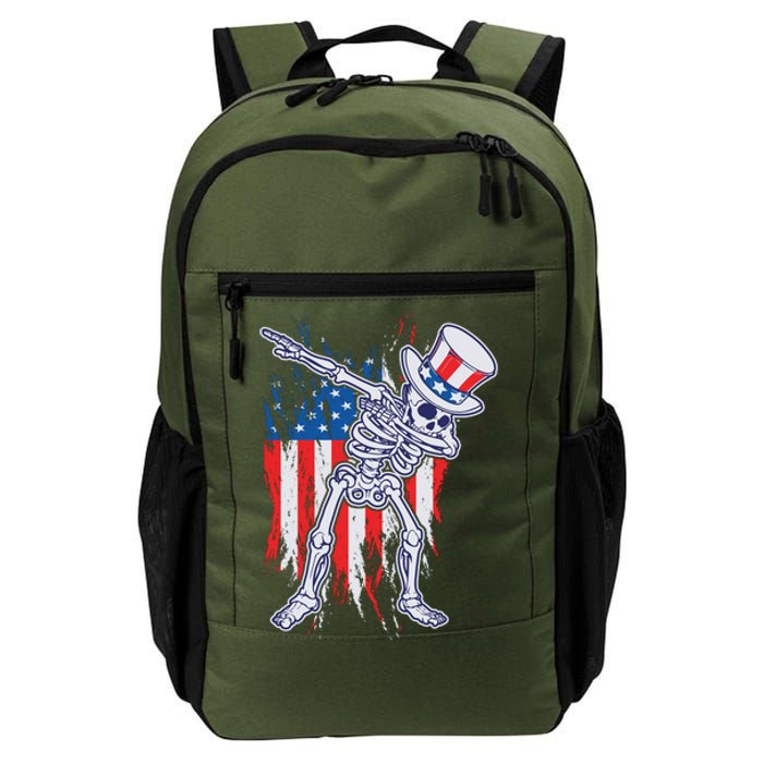 Funny Patriotic USA American Flag Dabbing Skeleton Daily Commute Backpack