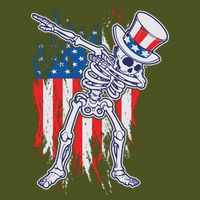 Funny Patriotic USA American Flag Dabbing Skeleton Premium T-Shirt