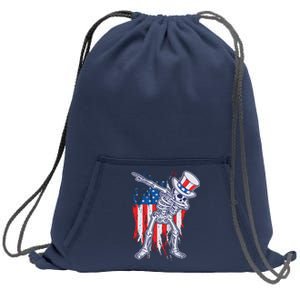 Funny Patriotic USA American Flag Dabbing Skeleton Sweatshirt Cinch Pack Bag