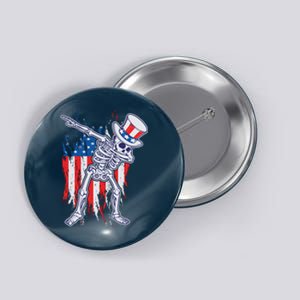 Funny Patriotic USA American Flag Dabbing Skeleton Button