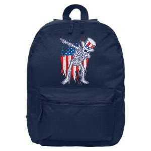 Funny Patriotic USA American Flag Dabbing Skeleton 16 in Basic Backpack