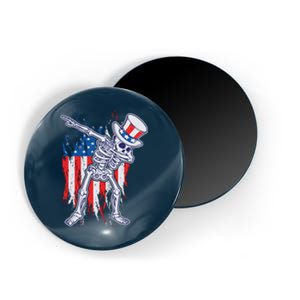 Funny Patriotic USA American Flag Dabbing Skeleton Magnet