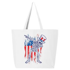 Funny Patriotic USA American Flag Dabbing Skeleton 25L Jumbo Tote