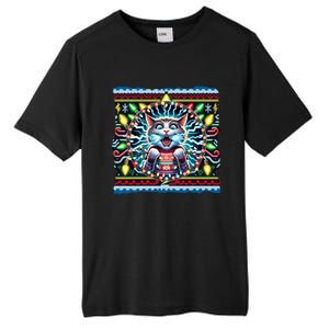 Fried Pussycat Ugly Christmas Cat Chewing Christmas Lights Cool Gift Tall Fusion ChromaSoft Performance T-Shirt