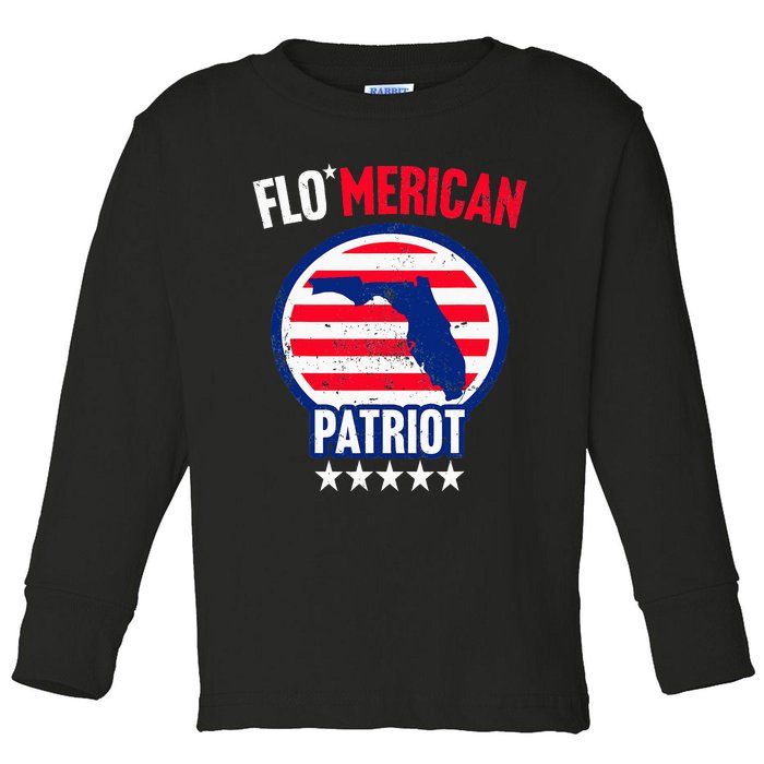 Florida Patriotic US Memorial Day July 4th Independence Toddler Long Sleeve Shirt