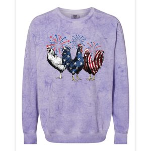 Funny Patriotic Usa Chicken  4th Of July Chicken Gift Colorblast Crewneck Sweatshirt