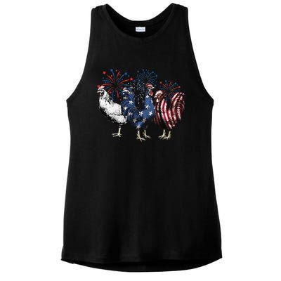 Funny Patriotic Usa Chicken  4th Of July Chicken Gift Ladies PosiCharge Tri-Blend Wicking Tank