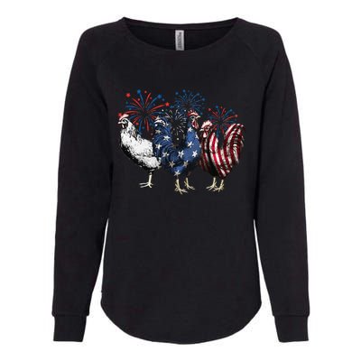 Funny Patriotic Usa Chicken  4th Of July Chicken Gift Womens California Wash Sweatshirt