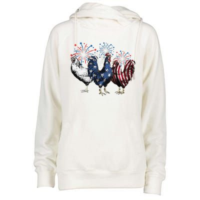 Funny Patriotic Usa Chicken  4th Of July Chicken Gift Womens Funnel Neck Pullover Hood