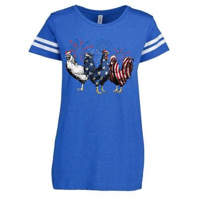 Funny Patriotic Usa Chicken  4th Of July Chicken Gift Enza Ladies Jersey Football T-Shirt