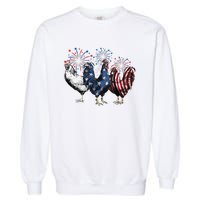 Funny Patriotic Usa Chicken  4th Of July Chicken Gift Garment-Dyed Sweatshirt