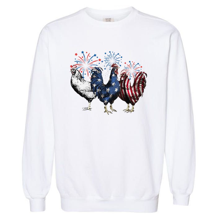 Funny Patriotic Usa Chicken  4th Of July Chicken Gift Garment-Dyed Sweatshirt