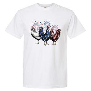 Funny Patriotic Usa Chicken  4th Of July Chicken Gift Garment-Dyed Heavyweight T-Shirt