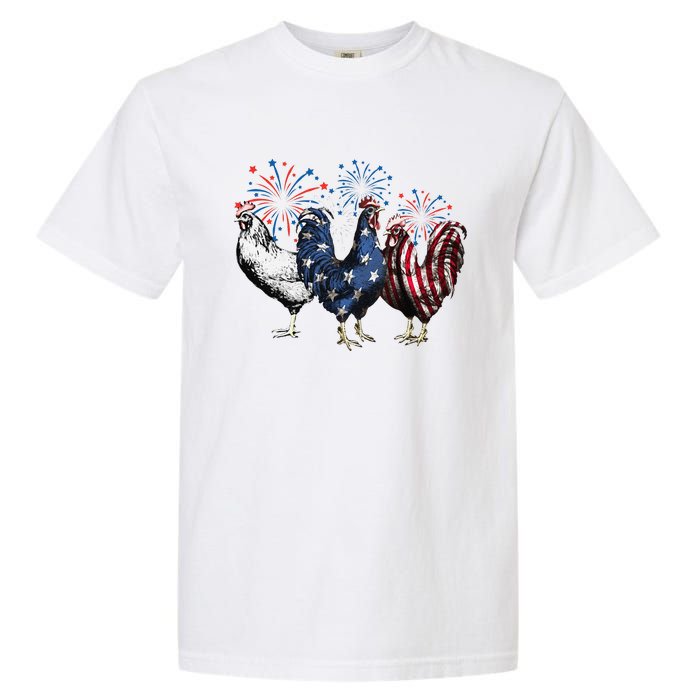 Funny Patriotic Usa Chicken  4th Of July Chicken Gift Garment-Dyed Heavyweight T-Shirt