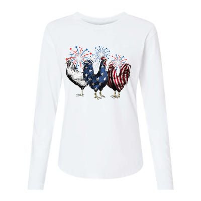 Funny Patriotic Usa Chicken  4th Of July Chicken Gift Womens Cotton Relaxed Long Sleeve T-Shirt