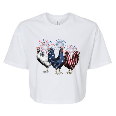 Funny Patriotic Usa Chicken  4th Of July Chicken Gift Bella+Canvas Jersey Crop Tee