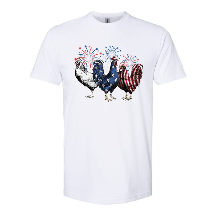 Funny Patriotic Usa Chicken  4th Of July Chicken Gift Softstyle CVC T-Shirt