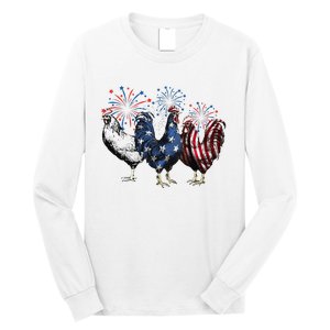 Funny Patriotic Usa Chicken  4th Of July Chicken Gift Long Sleeve Shirt