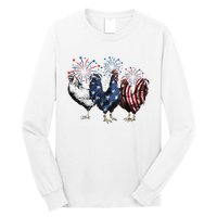 Funny Patriotic Usa Chicken  4th Of July Chicken Gift Long Sleeve Shirt