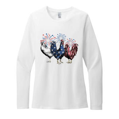 Funny Patriotic Usa Chicken  4th Of July Chicken Gift Womens CVC Long Sleeve Shirt