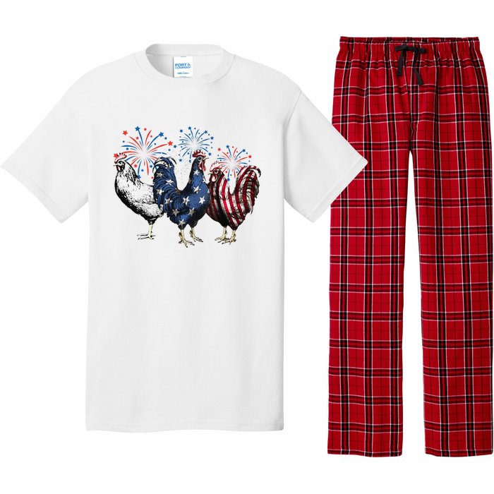 Funny Patriotic Usa Chicken  4th Of July Chicken Gift Pajama Set