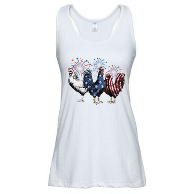 Funny Patriotic Usa Chicken  4th Of July Chicken Gift Ladies Essential Flowy Tank