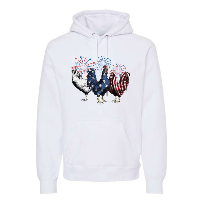 Funny Patriotic Usa Chicken  4th Of July Chicken Gift Premium Hoodie