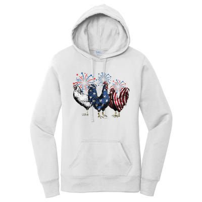 Funny Patriotic Usa Chicken  4th Of July Chicken Gift Women's Pullover Hoodie