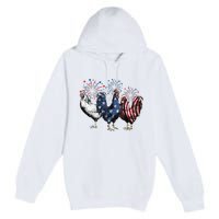 Funny Patriotic Usa Chicken  4th Of July Chicken Gift Premium Pullover Hoodie