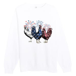 Funny Patriotic Usa Chicken  4th Of July Chicken Gift Premium Crewneck Sweatshirt